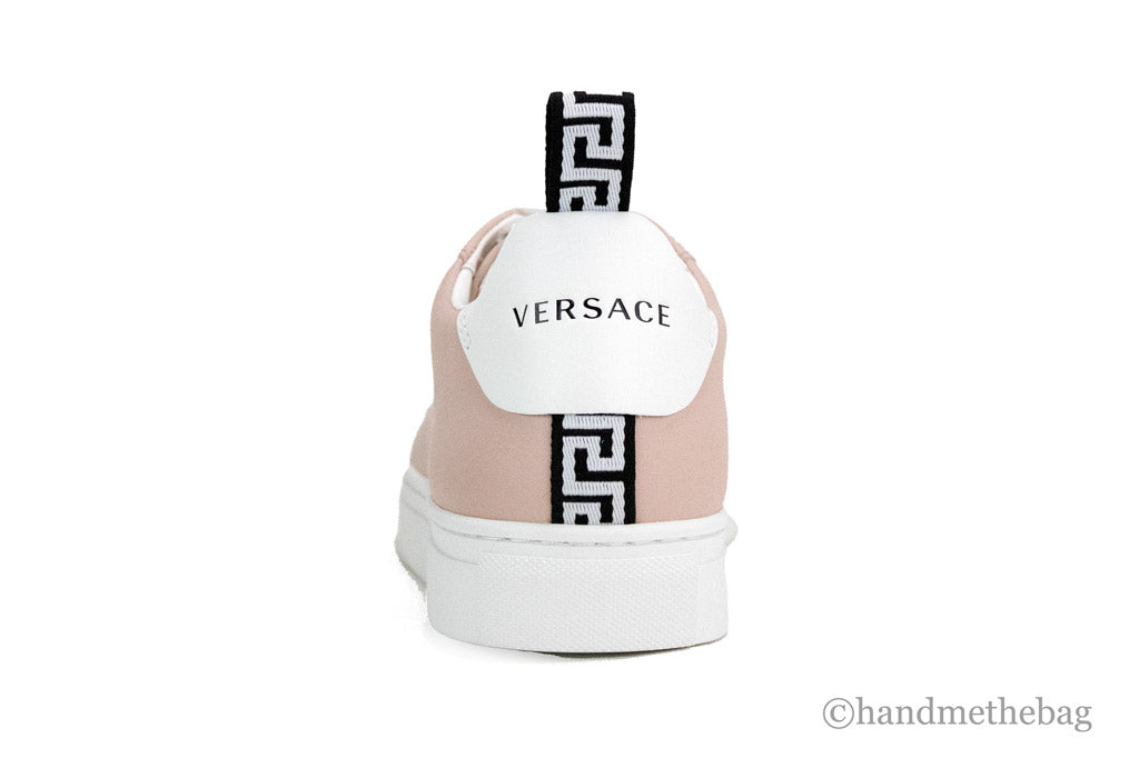 gianni versace powder blush sneakers back on white background