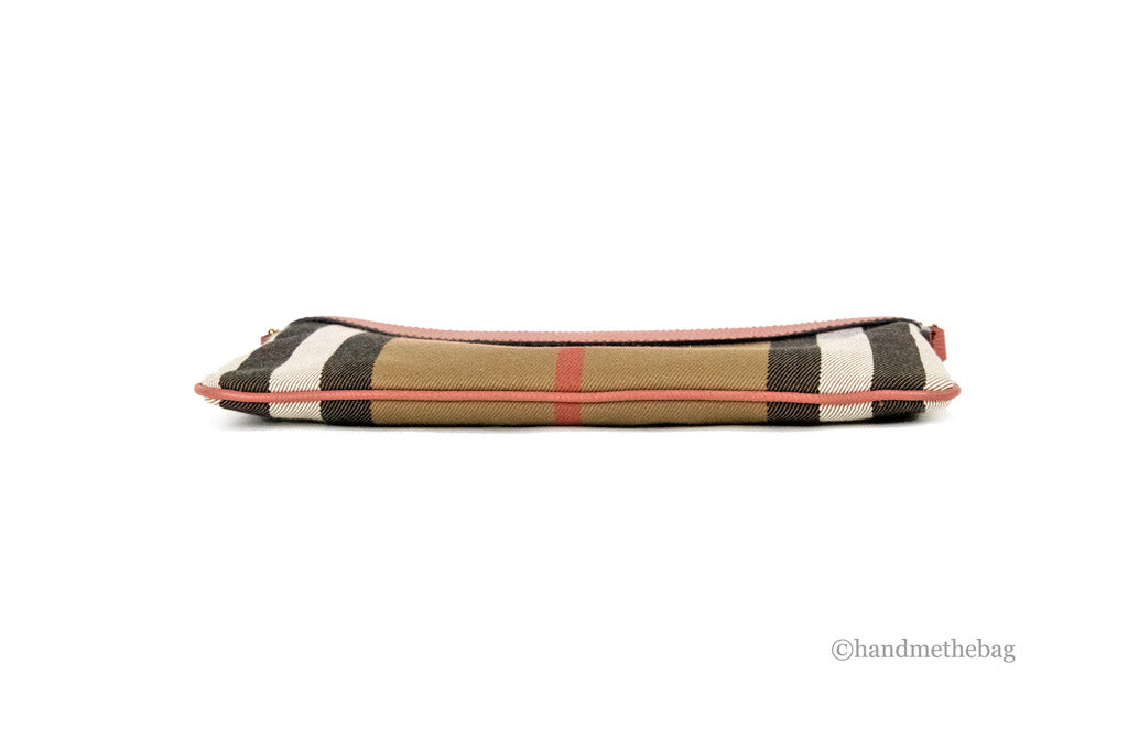 burberry peyton house check cinnamon red crossbody bottom on white background