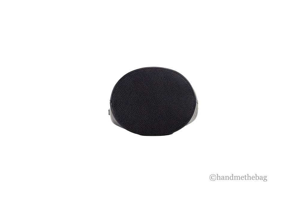 burberry lorne small black bucket bottom on white background