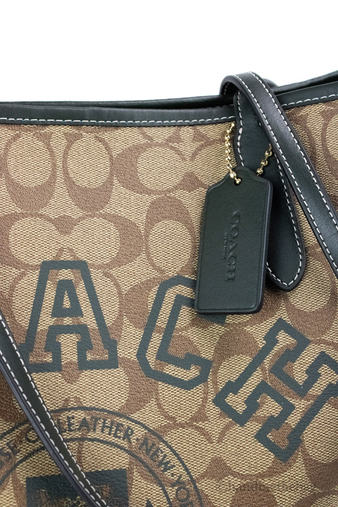 Coach Outlet City Tote In Signature Canvas With Varsity Motif in