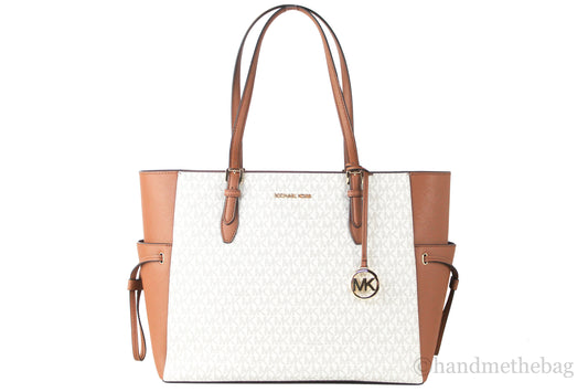 Michael Kors Gilly Large Vanilla Signature PVC Travel Drawstring Tote Hand Bag