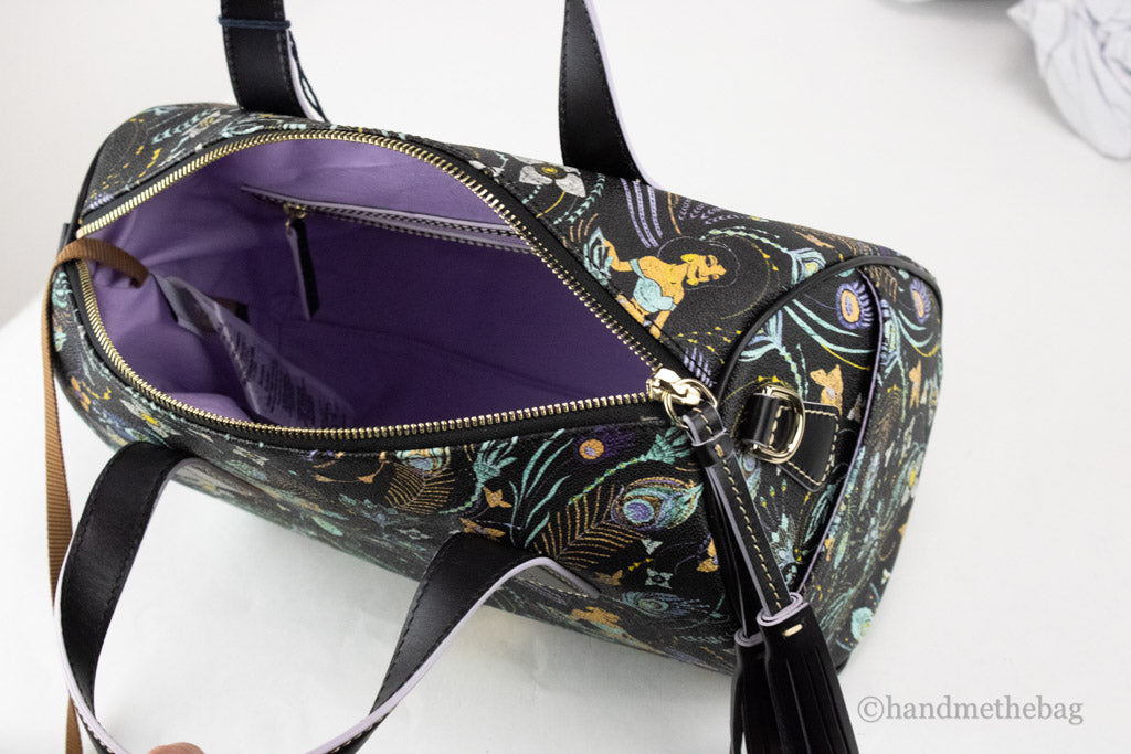 dooney and bourke aladdin 30th anniversary satchel inside on white background