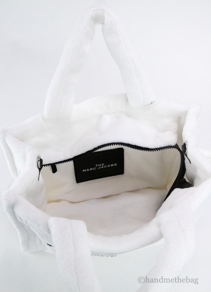 marc jacobs the terry tote white inside on white background
