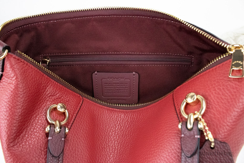 Coach Kacey Satchel In Colorblock Bag Red Apple Pebble Leather Crossbody Bag
