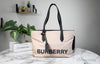 burberry rose beige nylon tote on marble table