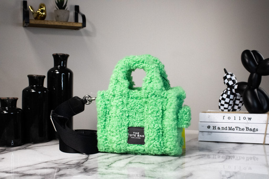 Marc Jacobs The Teddy Micro Fluffy Sherpa Green Tote
