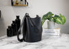 burberry lorne small black bucket on marble table