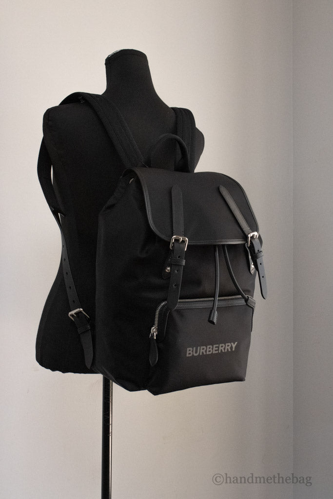 burberry aviator nylon backpack on mannequin