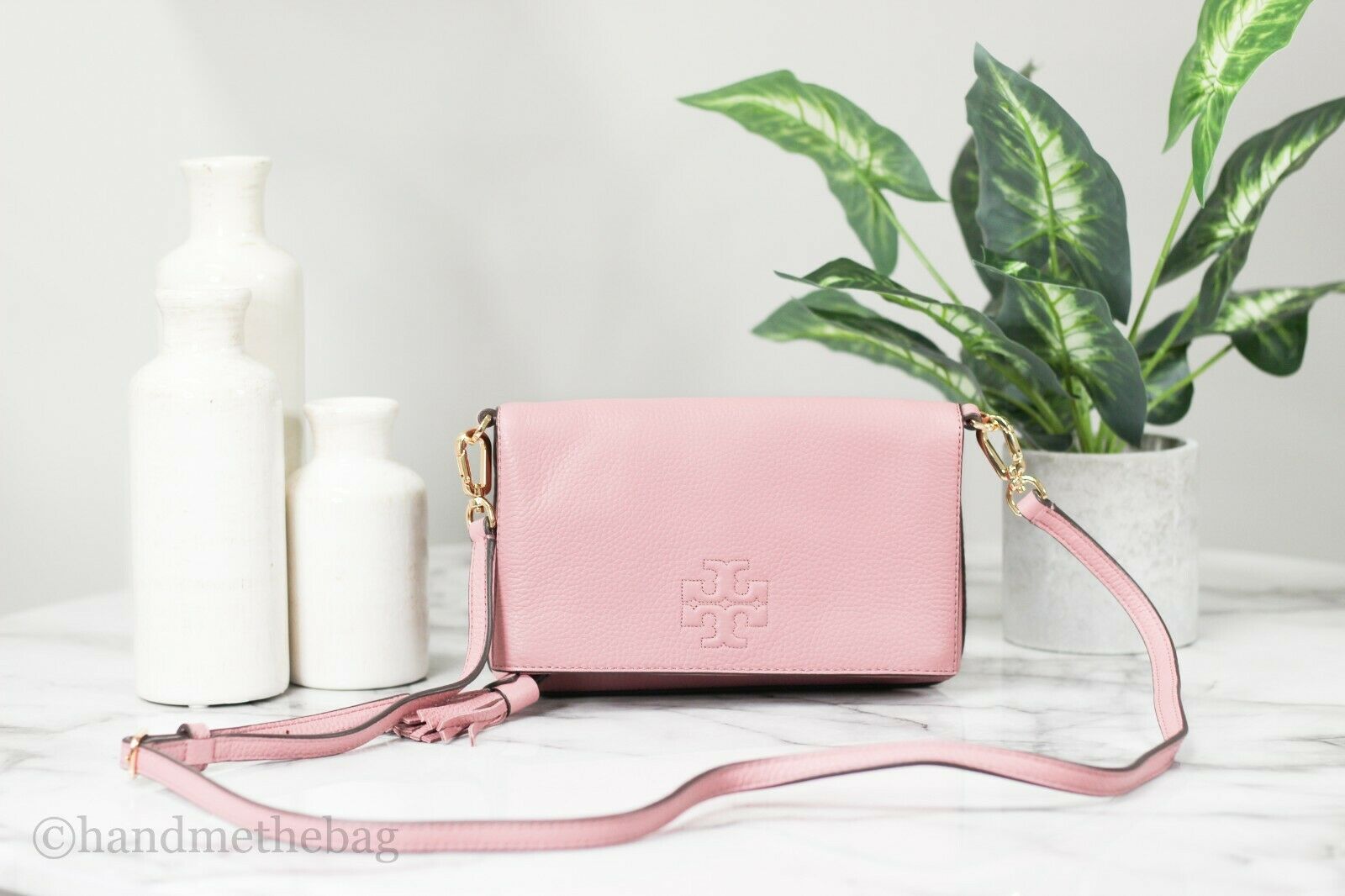 Tory Burch Womens Thea Mini Foldover Crossbody Bag (Pink Magnolia)