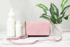 Tory Burch (67291) Thea Mini Pebbled Leather Foldover Crossbody Bag Clutch Handbag Pink Magnolia