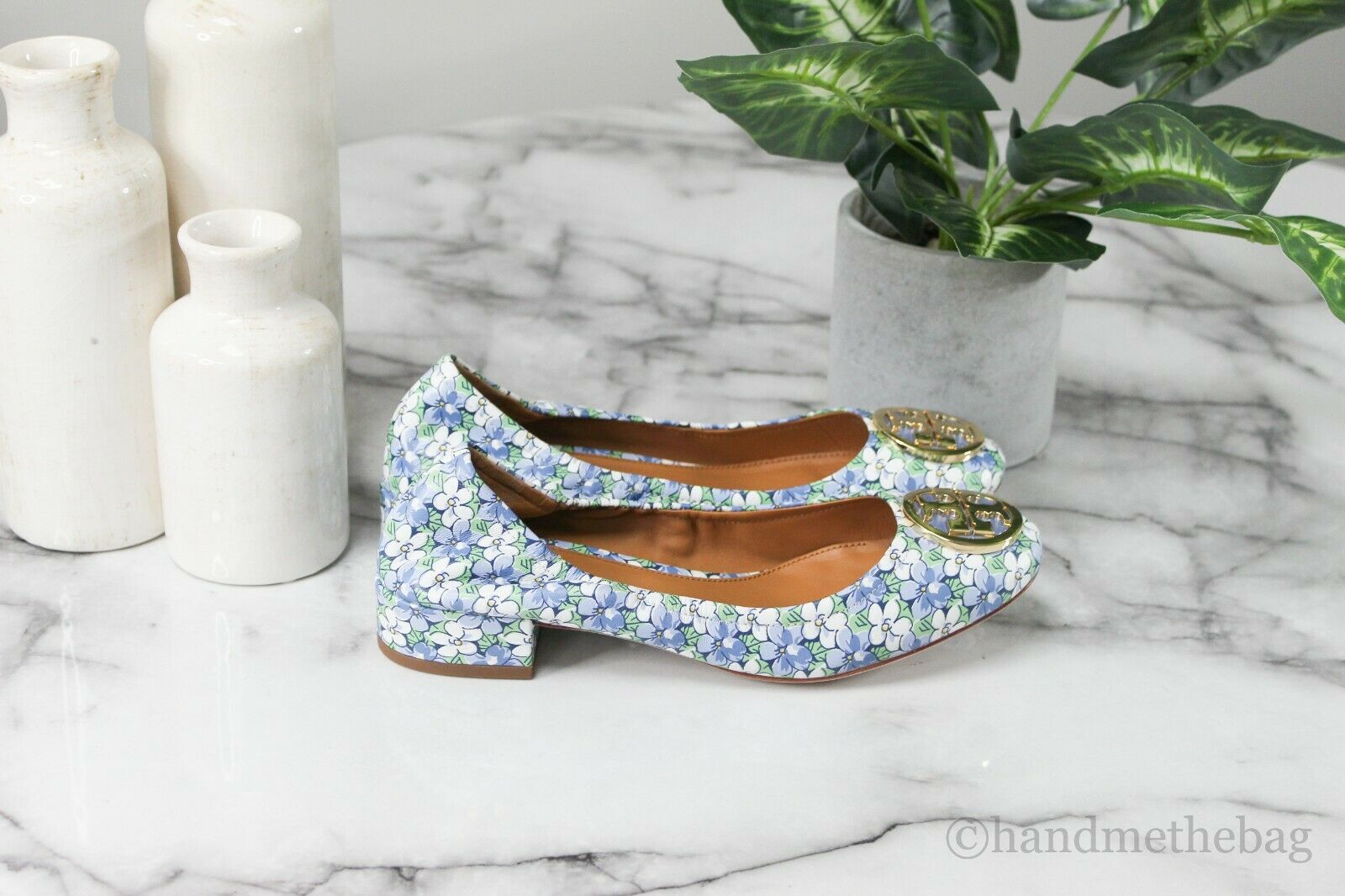 Tory Burch (80286) Benton 2 Terrace Ditsy Nappa Leather Scrunch Back Heel Shoes