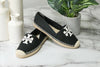 Tory Burch Weston Black White Recycled Canvas Leather Espadrilles