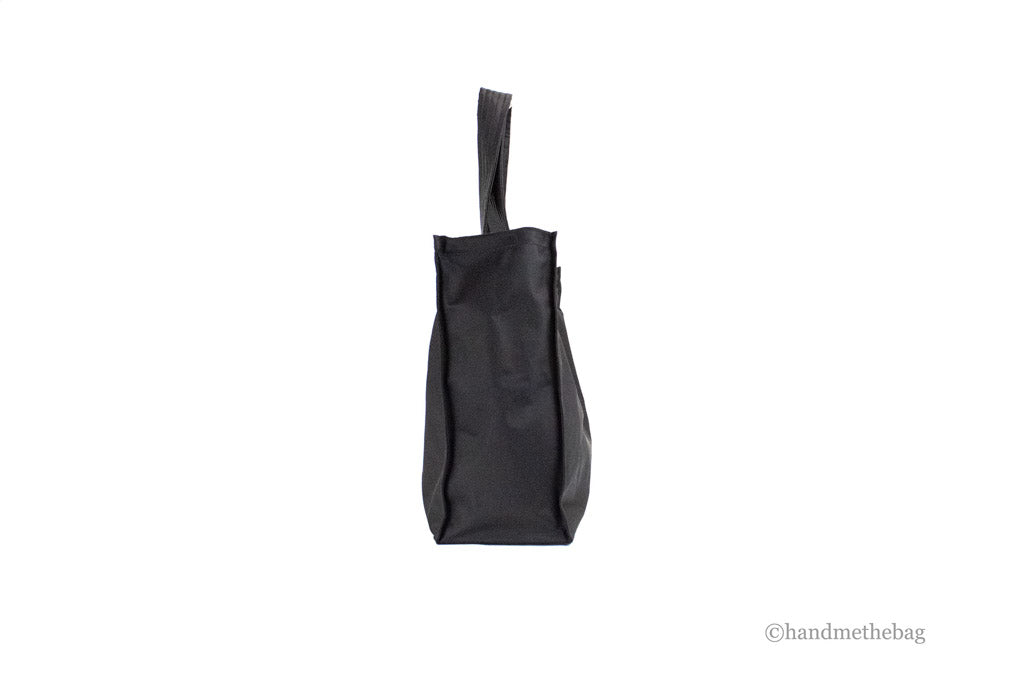 burberry trench black econyl tote side on white background