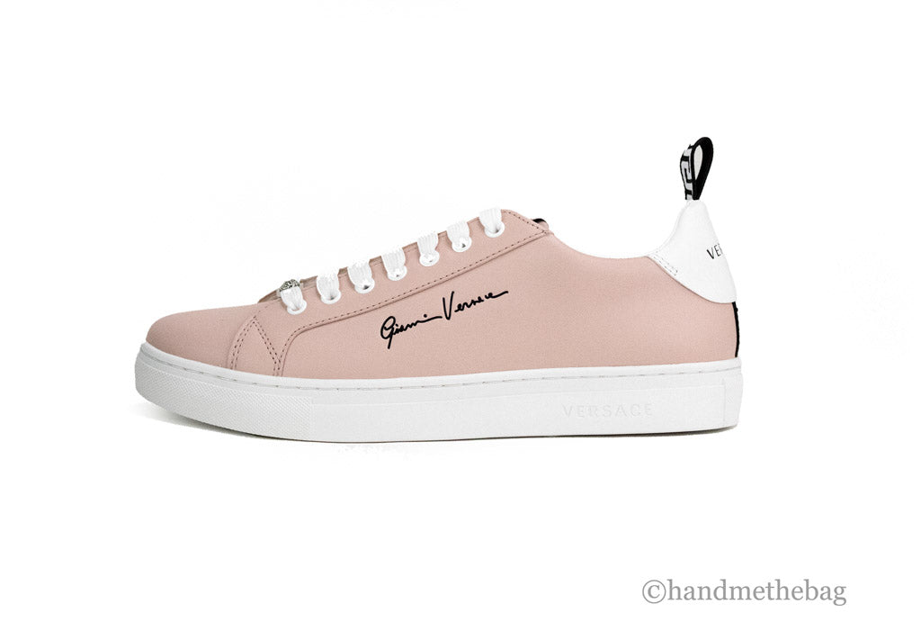 gianni versace powder blush sneakers side on white background