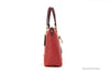 coach kacey colorblock red apple satchel side on white background