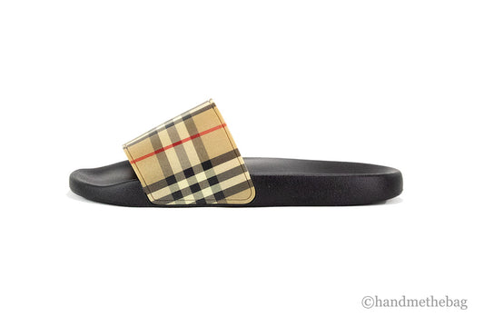 burberry furley slides side on white background
