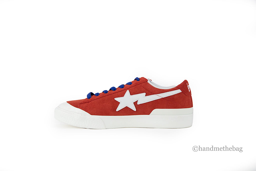 bape mad sta red blue shoe side on white background