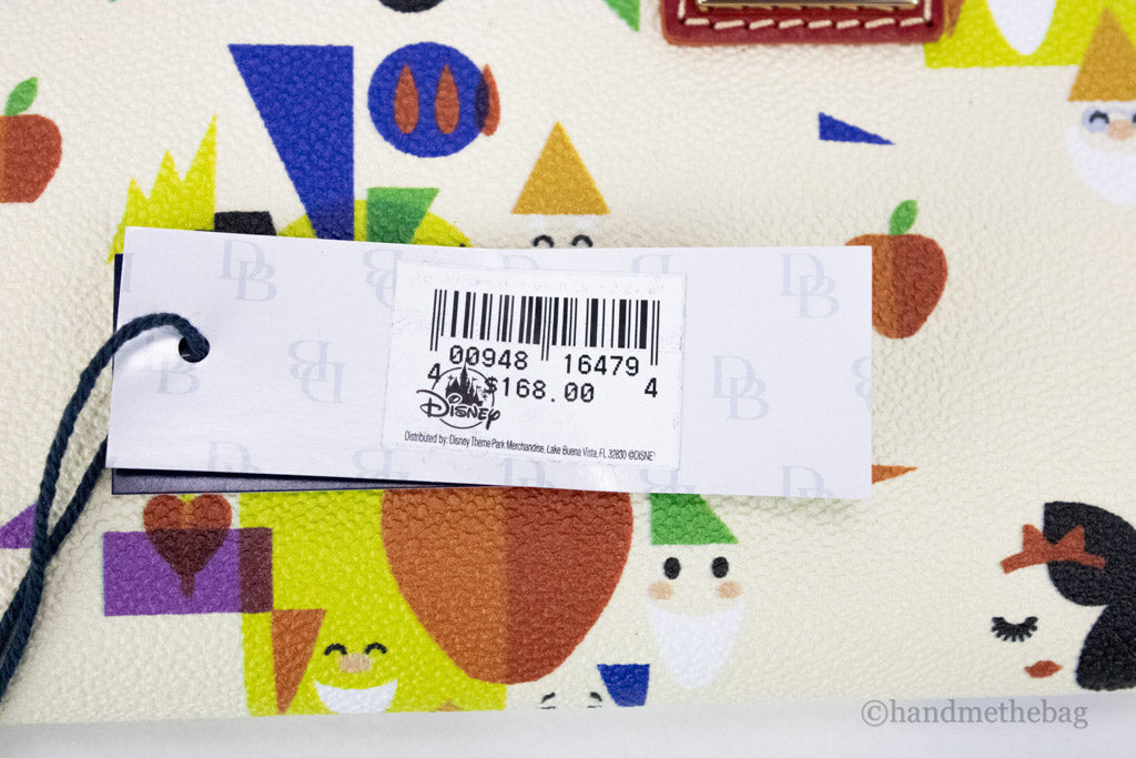 dooney and bourke snow white 85th anniversary wallet tag on white background