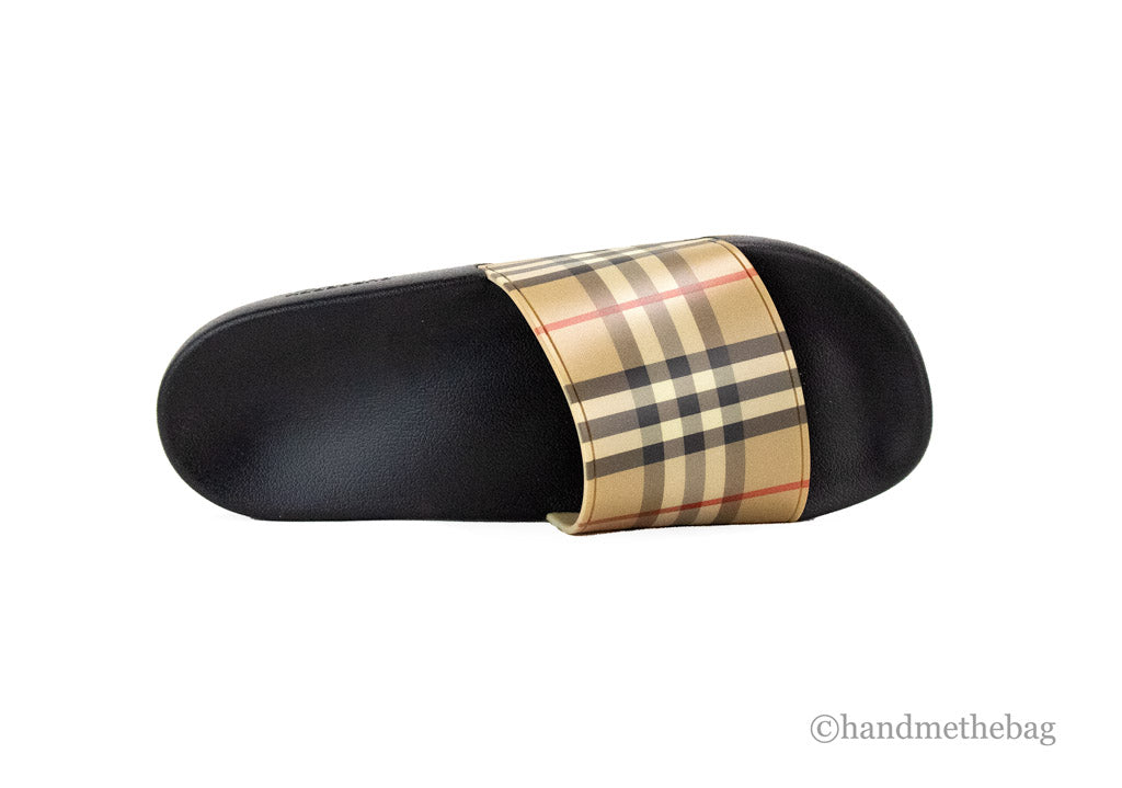 【BURBERRY】 CHECK POOL SLIDE Burberry Black & White Check Pool Slides Burberry