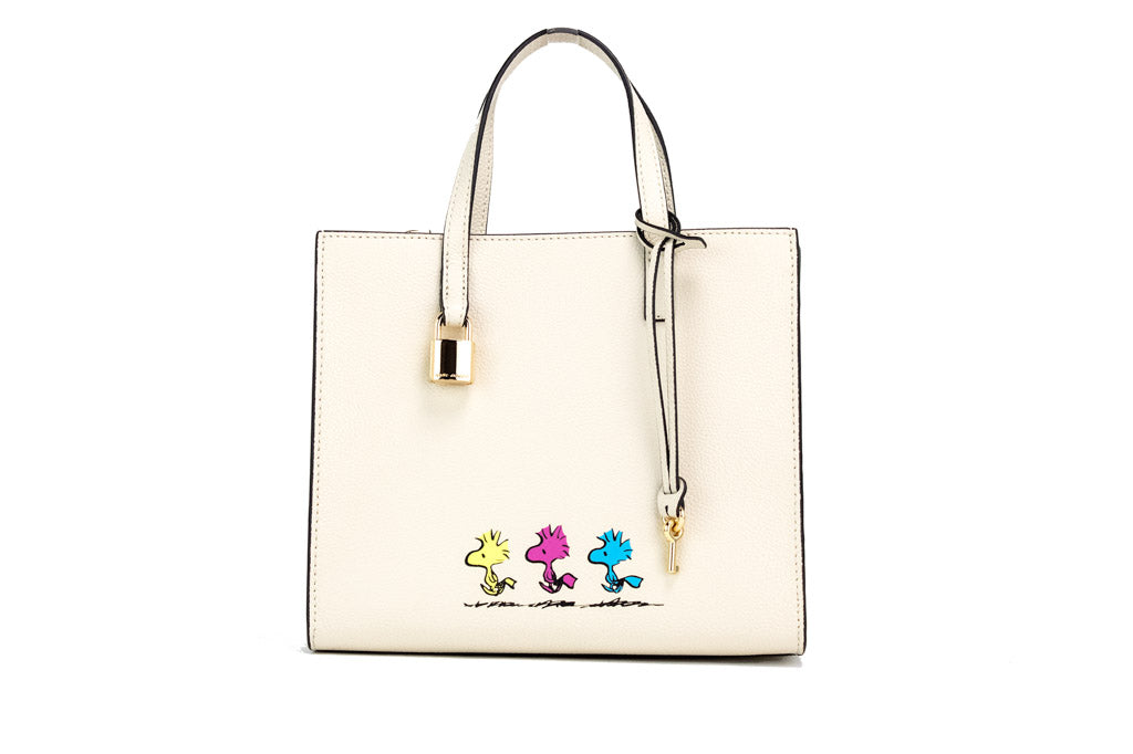 marc jacobs x peanuts woodstock tote on white background