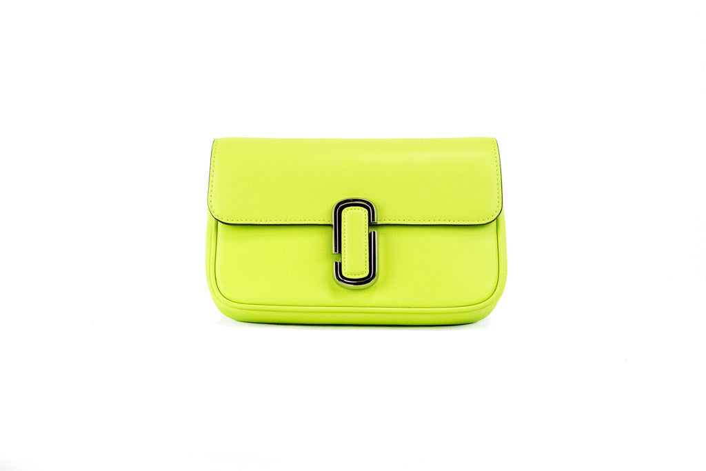 marc jacobs the j march shoulder bag green glow on white background