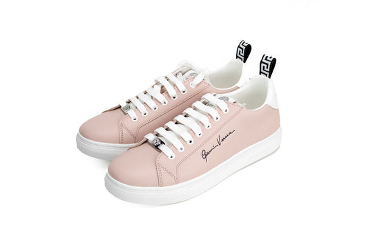 gianni versace powder blush sneakers on white background